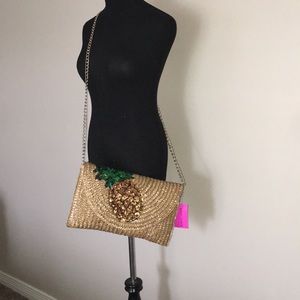 Betsy Johnson Pine Straw Sequin Clutch Crossbody